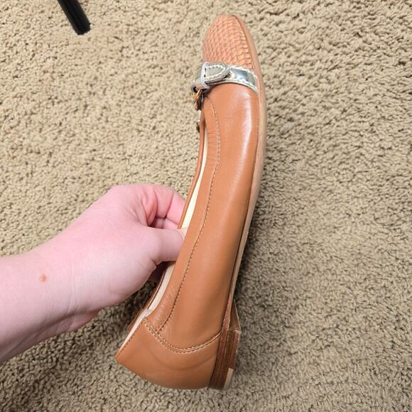 AGL Women’s Monika Cap Toe Leather Ballet Flat Tan Size 37 - Picture 3 of 8